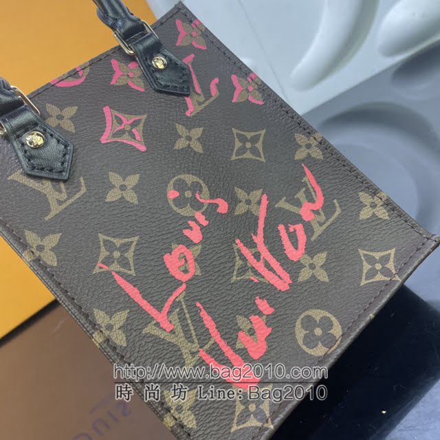 Louis Vuitton新款女包 M69442爱心丝印 路易威登Petit Sac Plat手袋 LV手机包手提斜挎小包  ydh4181